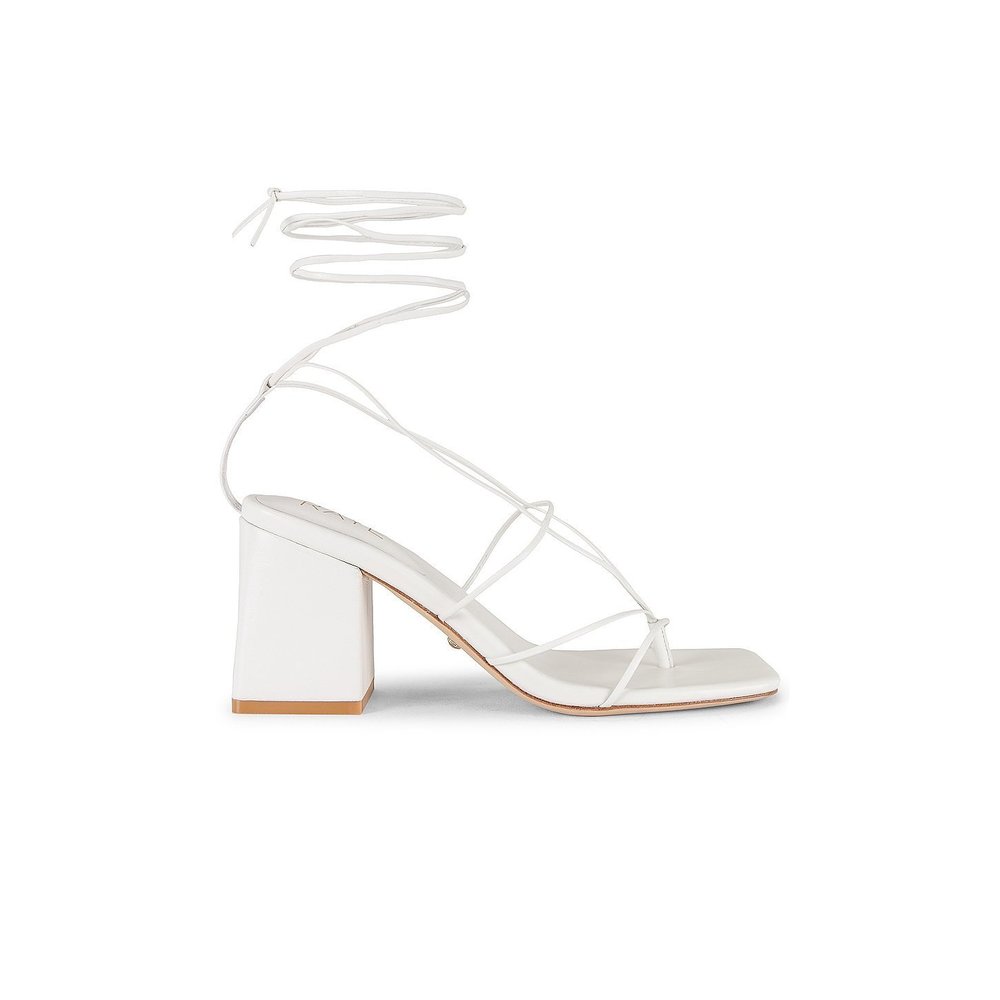 Like new RAYE Reeves Heel in White leather lace up strappy block chunky heel